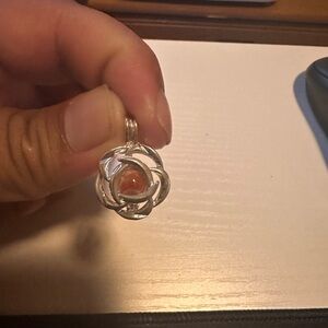 Elegant Silver and Red Floral Necklace